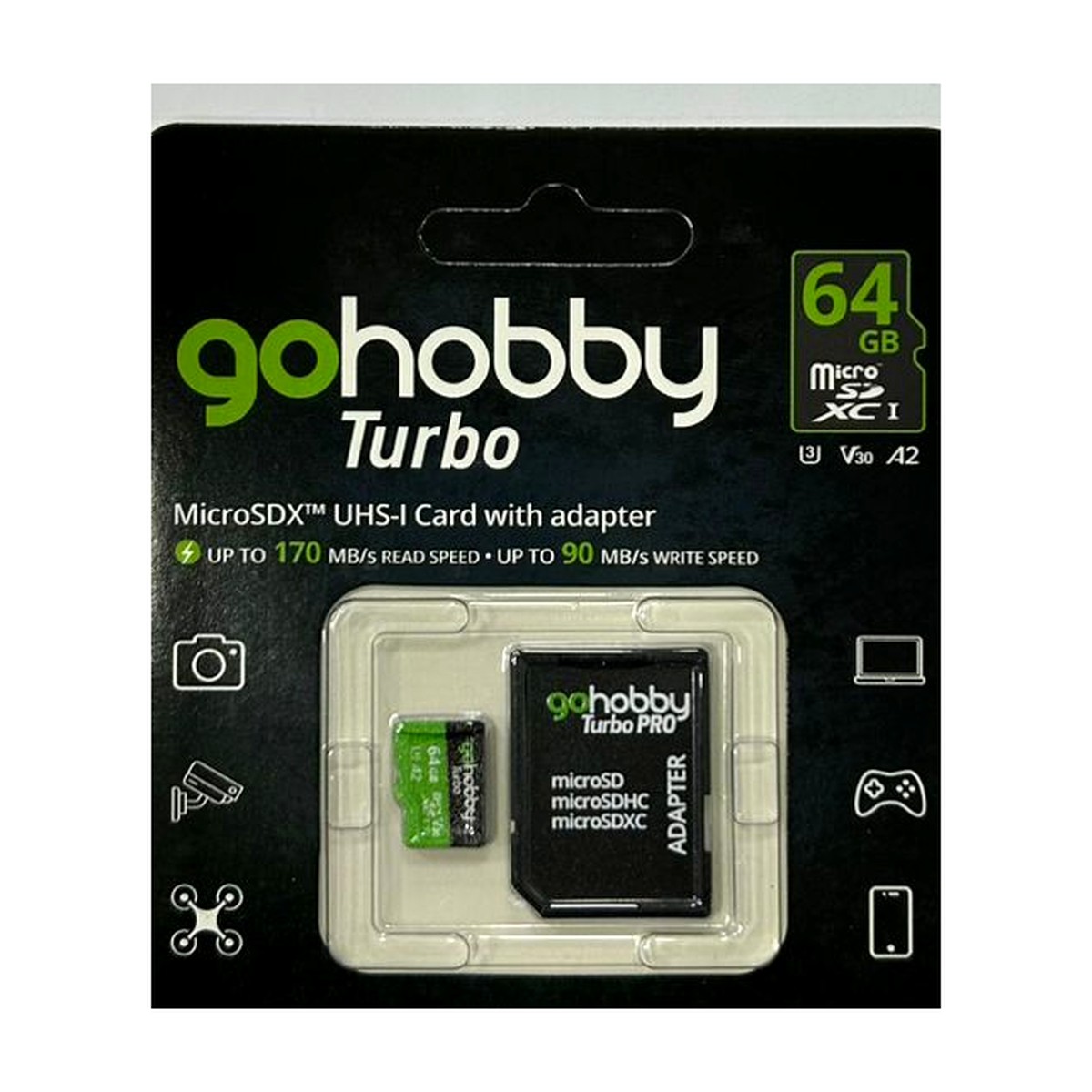 Cartão de Memória microSDXC GoHobby Turbo (UHS-I · com adaptador SD)