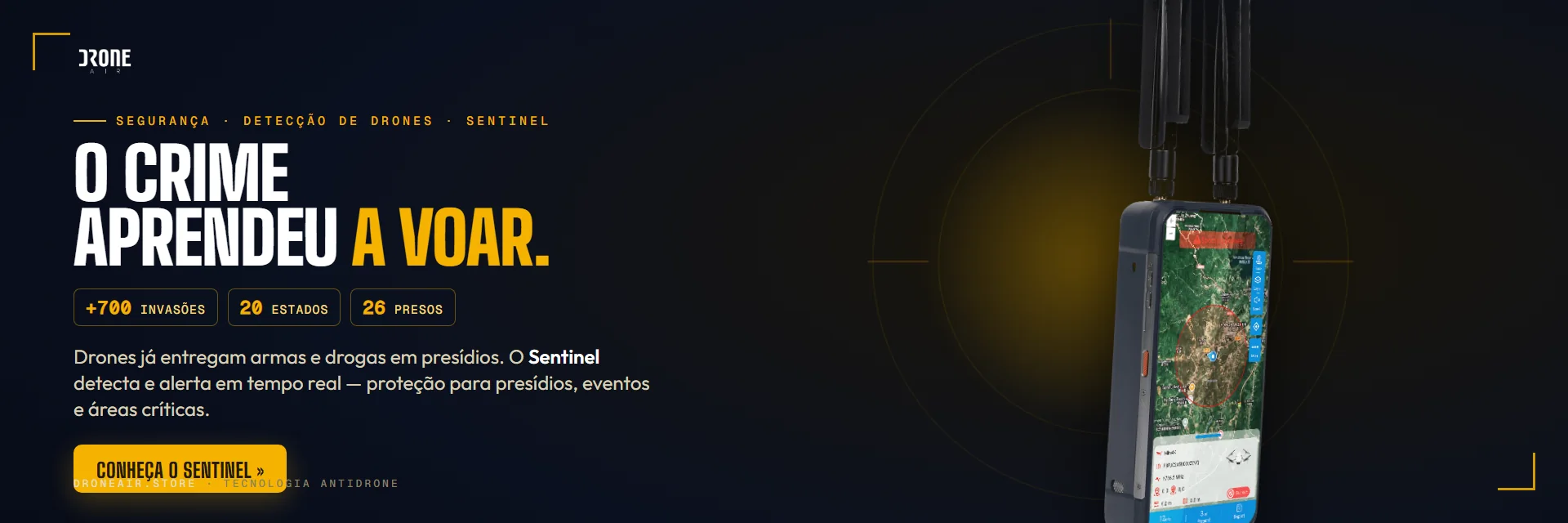 Sentinel — tecnologia antidrone: detecção de drones em presídios e áreas críticas